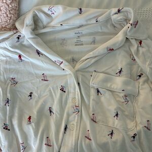 Auden Cream Pajama Top and Pants with Skiers Print